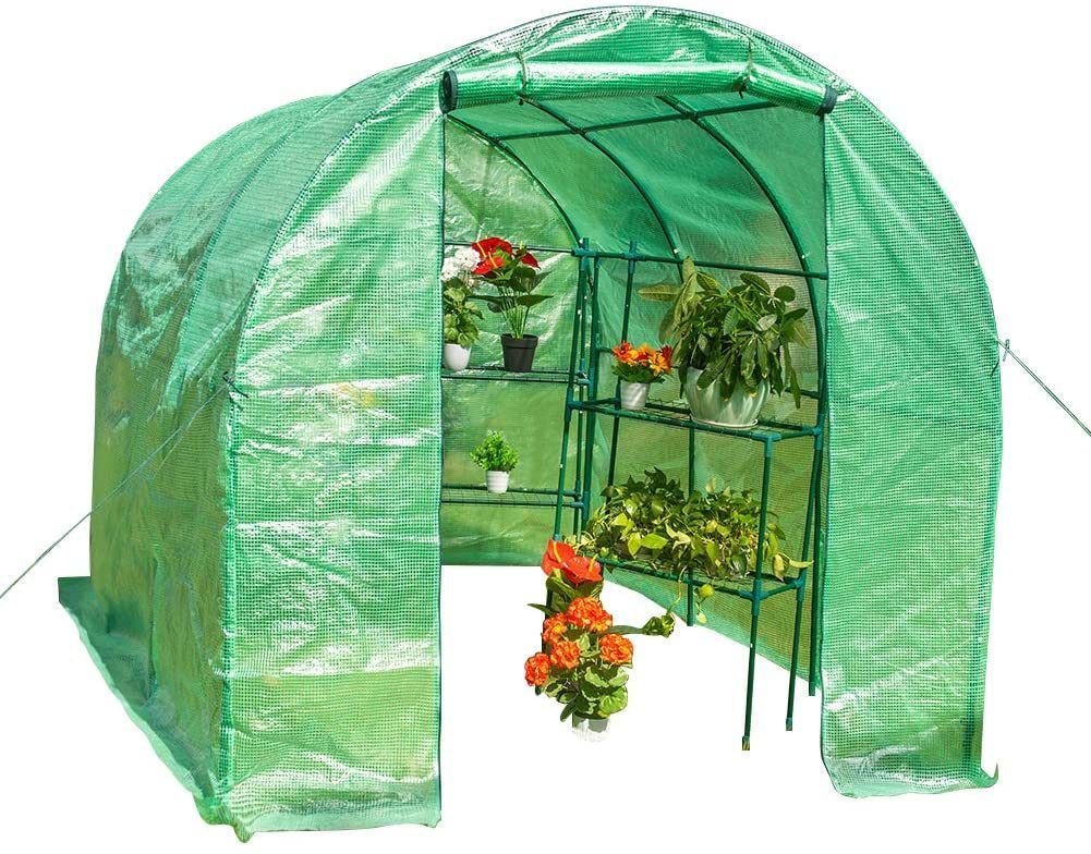 Large Gardening Walk in Green House; with Waterproof PE Cover and Zipper Door; Plant Green House Doba 116.5" x 77.2" x 74.8"